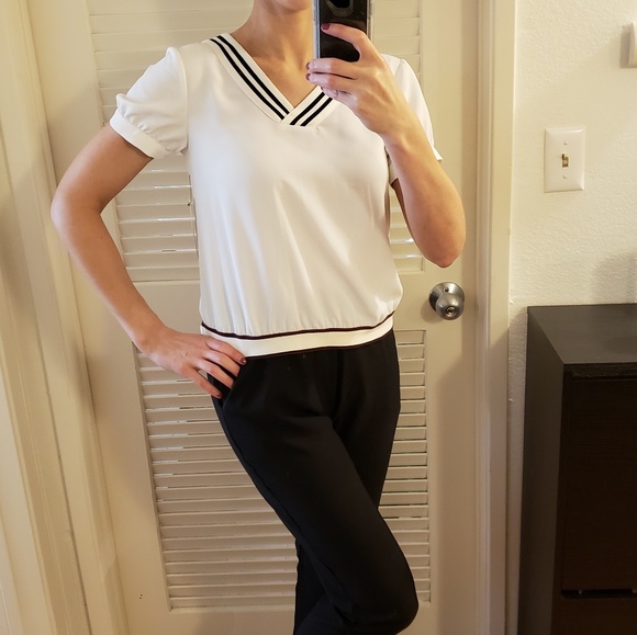 Eden Society - White Sporty V-neck - Picture 2 of 5